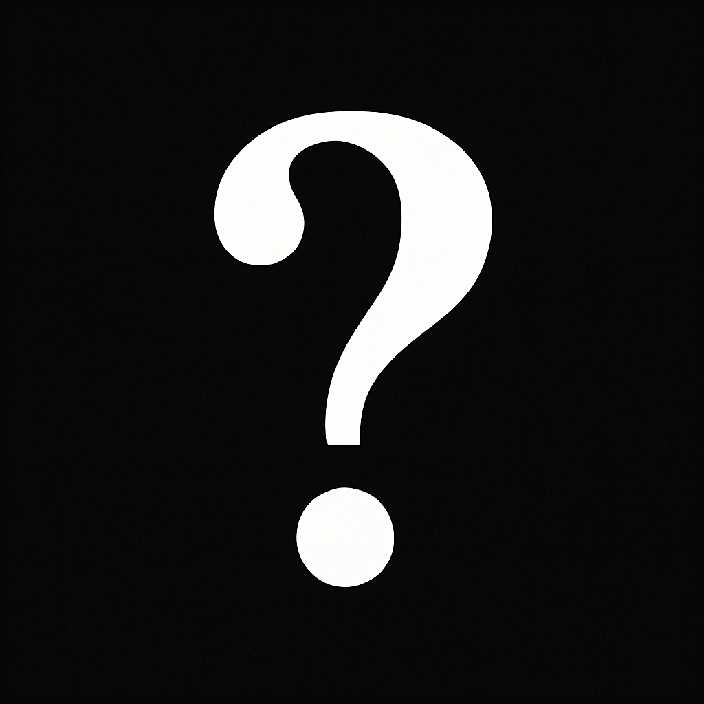 a white question mark on a black background