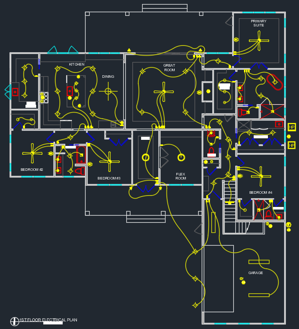 autocad-2d-electrical-floor-plan-beachfront-home-coastal-design