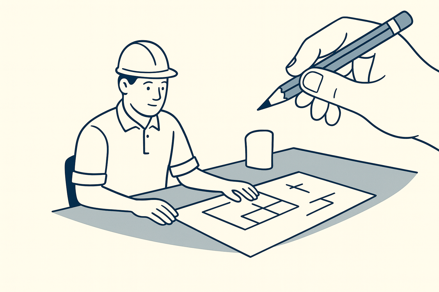 Builder collaborating on home plan drafting in Wilmington NC