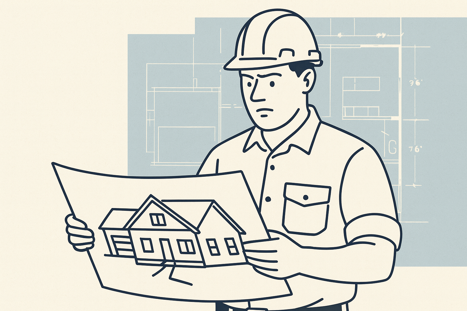 Builder reviewing home plan drafting for a Wilmington NC project