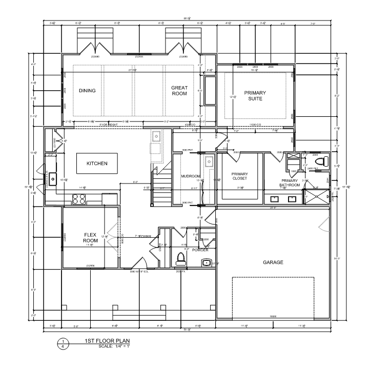 First floor home plan drafted for Wilmington NC builder
