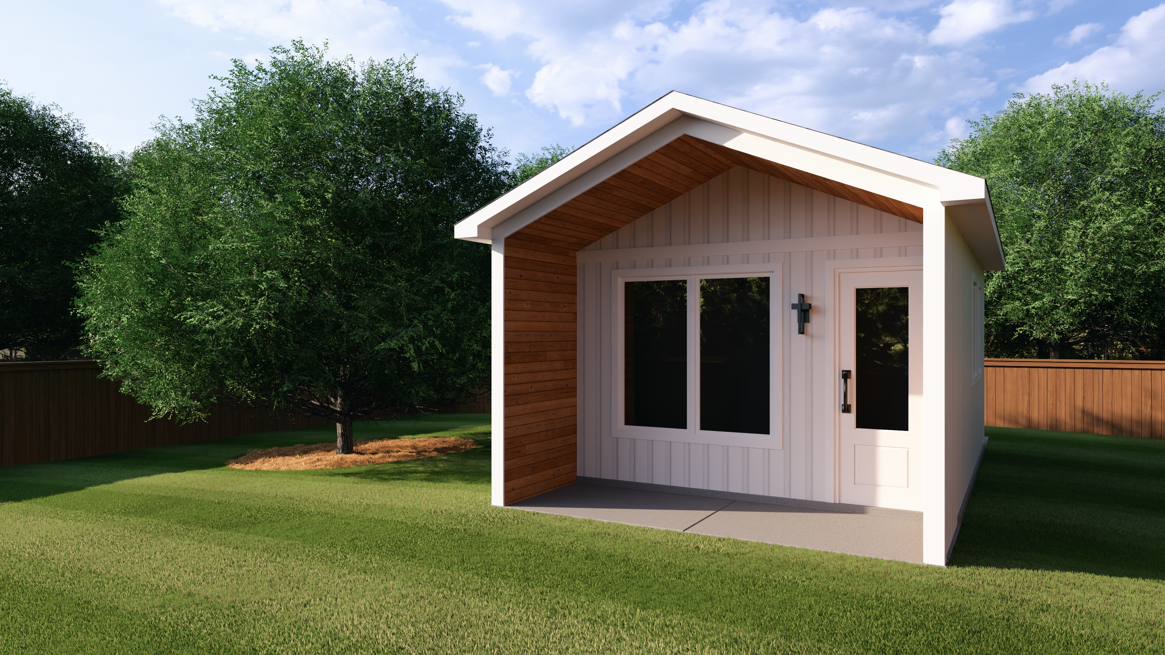 Modern farmhouse ADU tiny home exterior render for a Wilmington NC builder plan